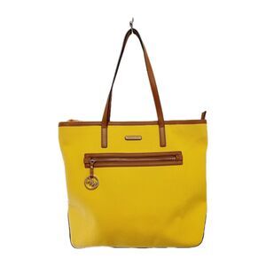 Michael Kors Large Yellow Ciara Tote Bag With Leather Straps/ Trim  Travel Beach